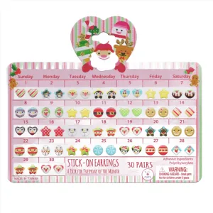 30 Day Christmas Stick On Earrings