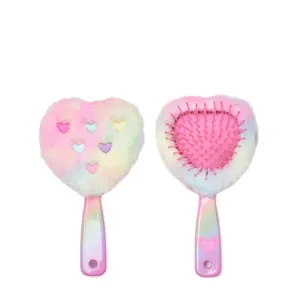 Heart Embroidered Heart-Shaped Plush Hairbrush